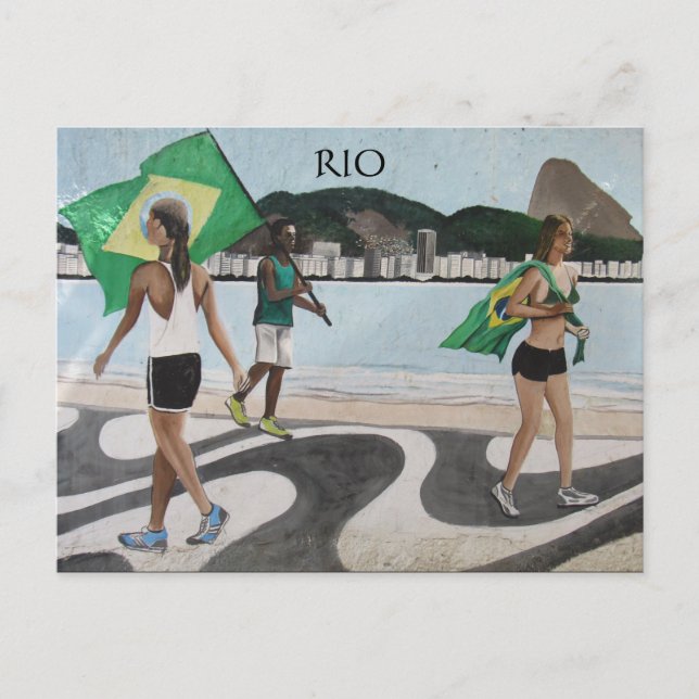 Carte Postale drapeaux de la plage de rio (Devant)