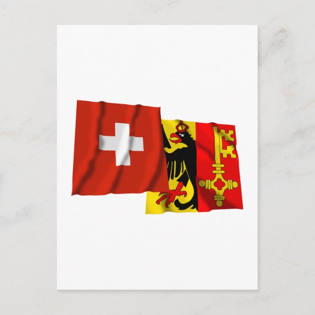 Carte Postale Drapeaux de la Suisse et de Genève (Devant)