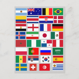 CARTE POSTALE DRAPEAUX DE L'ÉQUIPE DE FOOTBALL 2018