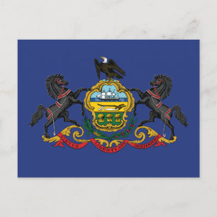 Carte Postale Drapeaux de l'État de Pennsylvanie chevaux