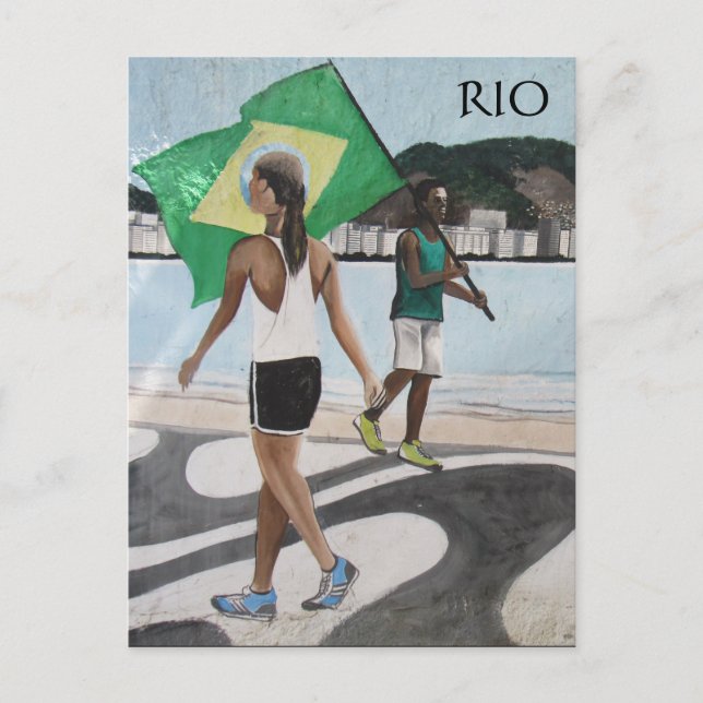 Carte Postale drapeaux de plage du rio de janeiro (Devant)