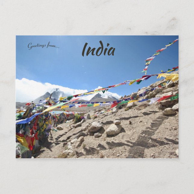 Carte Postale Drapeaux de prière au lac Gurudongmar Sikkim Inde (Devant)