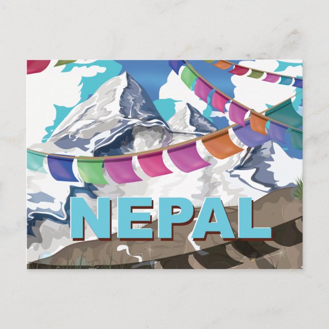 Carte Postale Drapeaux de prière de l'Himalaya népalais affiche  (Devant)