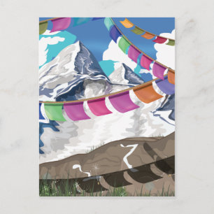 Carte Postale Drapeaux de prière de l'Himalaya népalais affiche 