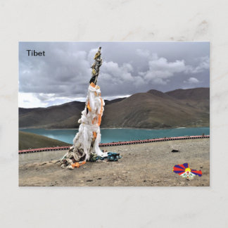 Carte Postale Drapeaux de prière par Lac Yamdrok, Tibet, Chine