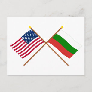 Carte Postale Drapeaux des États-Unis et de la Bulgarie entrecro
