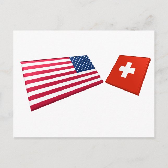 Carte Postale Drapeaux des États-Unis et de la Suisse (Devant)