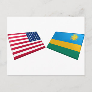 Carte Postale Drapeaux des États-Unis et du Rwanda