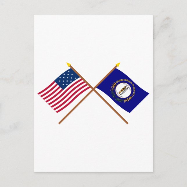 Carte Postale Drapeaux d'état américains 15 étoiles et du Kentuc (Devant)