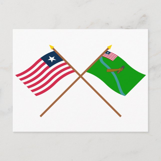 Carte Postale Drapeaux du Liberia et du comté de Lofa traversés (Devant)