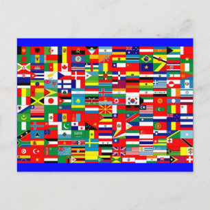 CARTE POSTALE DRAPEAUX DU MONDE