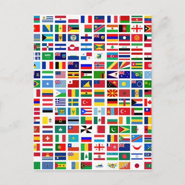 Carte Postale drapeaux du monde contre blanc (Devant)