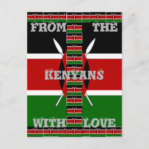 Carte Postale Drapeaux miniatures sans couture du Kenya Cadres d