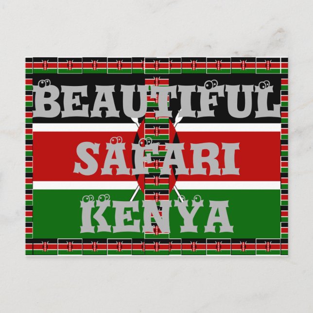 Carte Postale Drapeaux miniers sans fil du Kenya Frames Art (Devant)