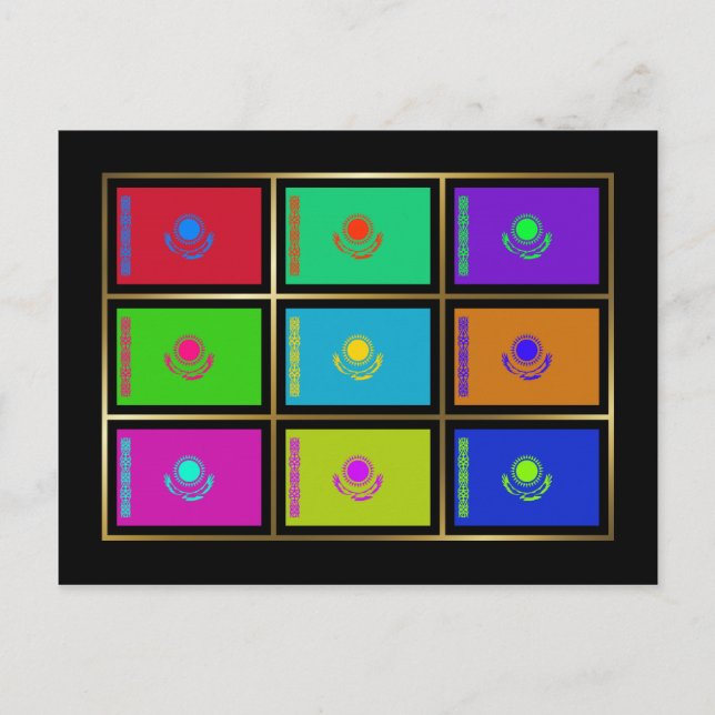 Carte postale Drapeaux multiples du Kazakhstan (Devant)