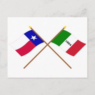 Carte Postale Drapeaux texans et alamos traversés