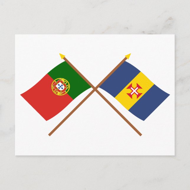 Carte Postale Drapeaux traversés du Portugal et de Madère (Devant)