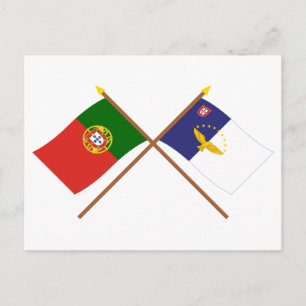 Carte Postale Drapeaux traversés du Portugal et des Açores