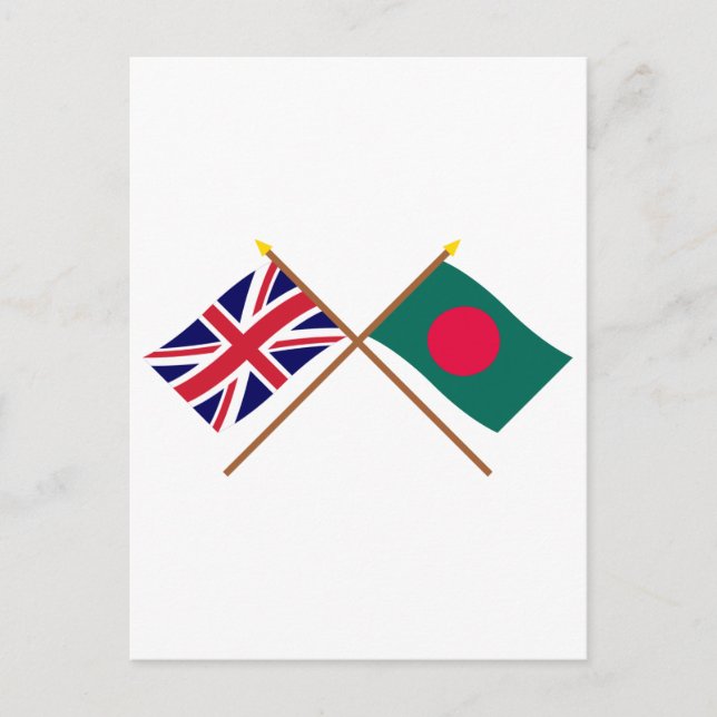Carte Postale Drapeaux traversés du Royaume-Uni et du Bangladesh (Devant)