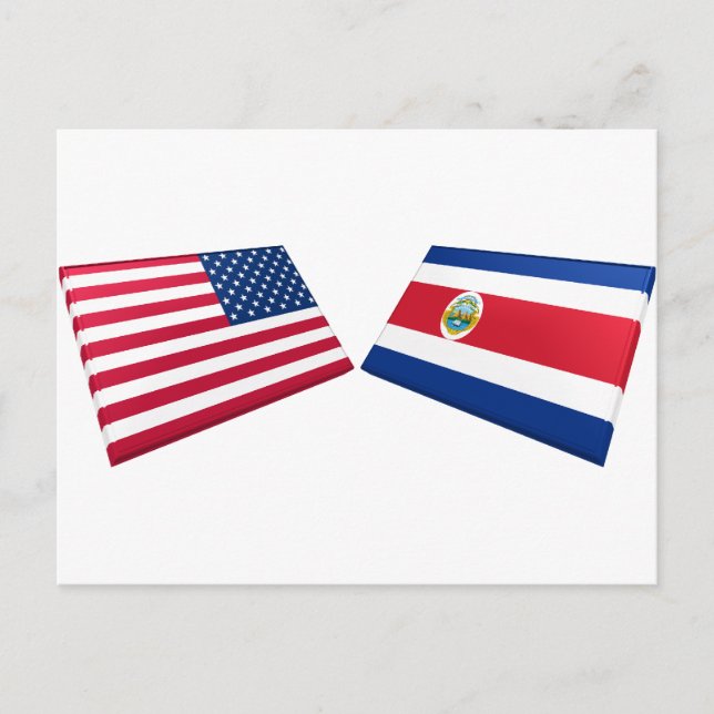 Carte Postale Drapeaux US et Costa Rica (Devant)