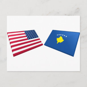 Carte Postale Drapeaux US et Kosovo