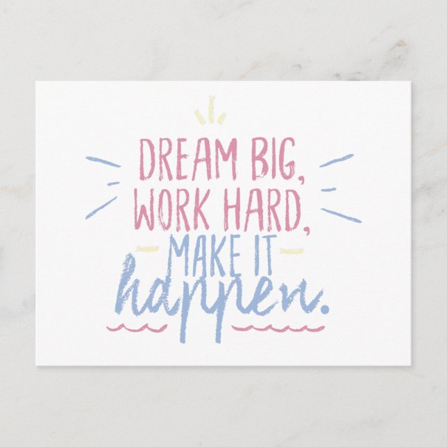 Carte Postale Dream Big Work Hard Motivation Cadeau Postcard Cit (Devant)