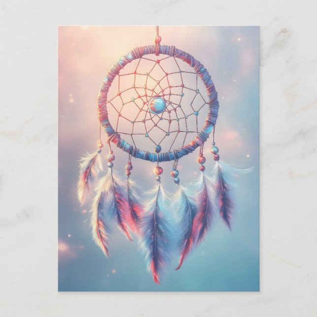 Carte Postale Dream Catcher avec des plumes et des perles douces (Devant)