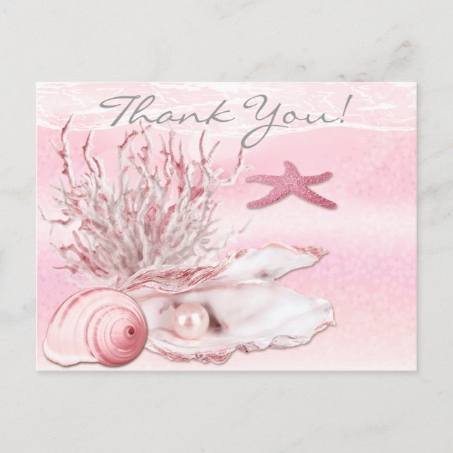 Carte Postale Dream Shore Beach Carnation Merci rose (Devant)