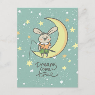 Carte Postale Dreams Come True   Bunny on the Moon