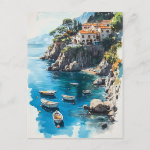 Carte Postale Dreamy Amalfi Coast : Aquarelle Peinture Design