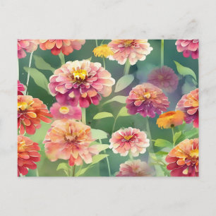 Carte Postale Dreamy Zinnia Flowers