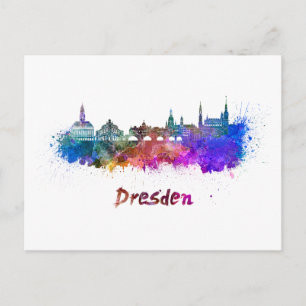 Carte Postale Dresde skyline in watercolor