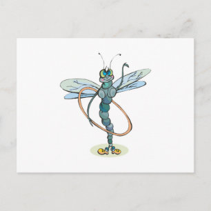 Carte Postale dréssaut libellule hula hoop drôle
