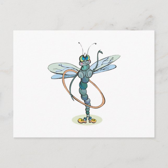 Carte Postale dréssaut libellule hula hoop drôle (Devant)