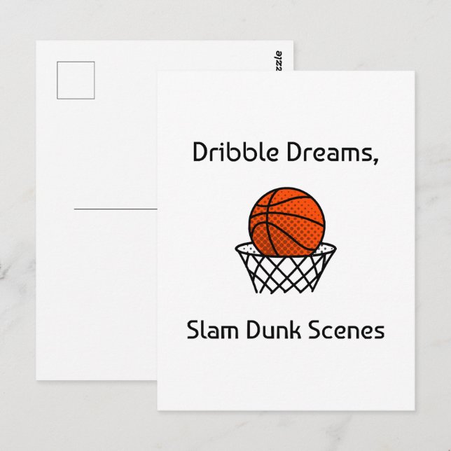 Carte Postale Dribble Dreams, Scènes de Slam Dunk Basketball (Devant / Derrière)