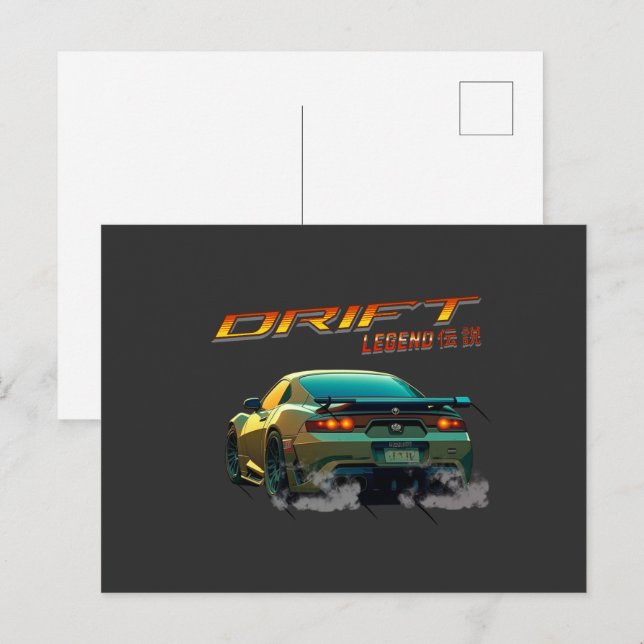 CARTE POSTALE DRIFT LEGEND SUPRA MK4 - STYLE ANIME (Devant / Derrière)