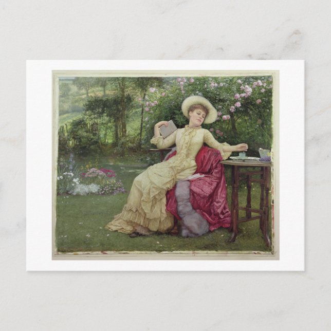 Carte Postale Drinking Coffee and Reading in the Garden (Devant)