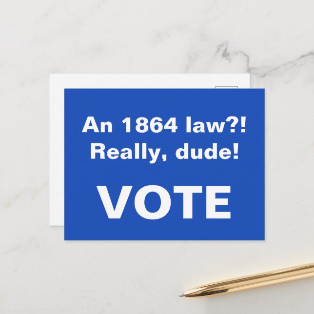 Carte Postale Droits de reproduction Arizona 1864 Loi (Devant/Arrière en situation)