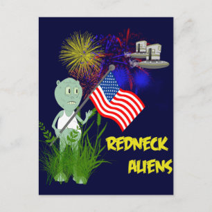 Carte postale drôle 4 juillet Aliens Redneck