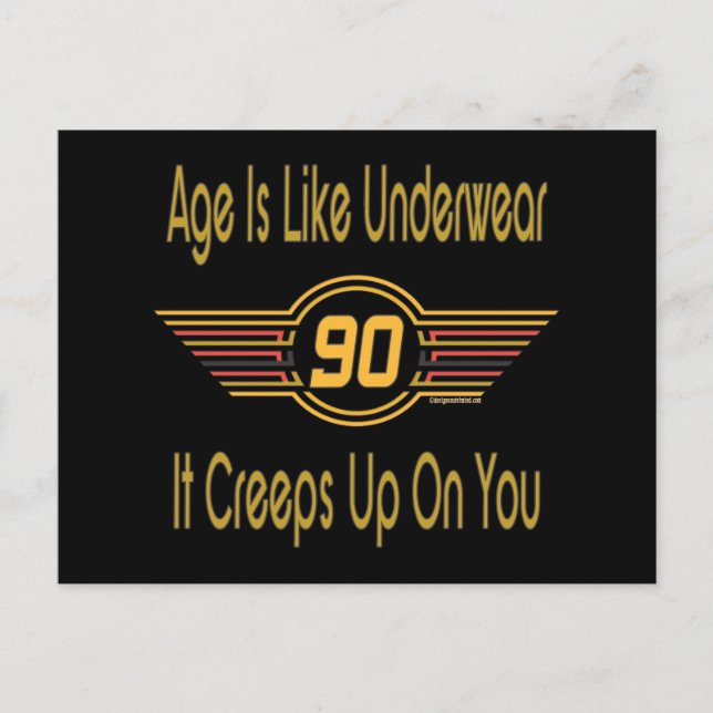 Carte Postale Drôle 90e anniversaire Cadeaux. L'âge est comme le (Devant)