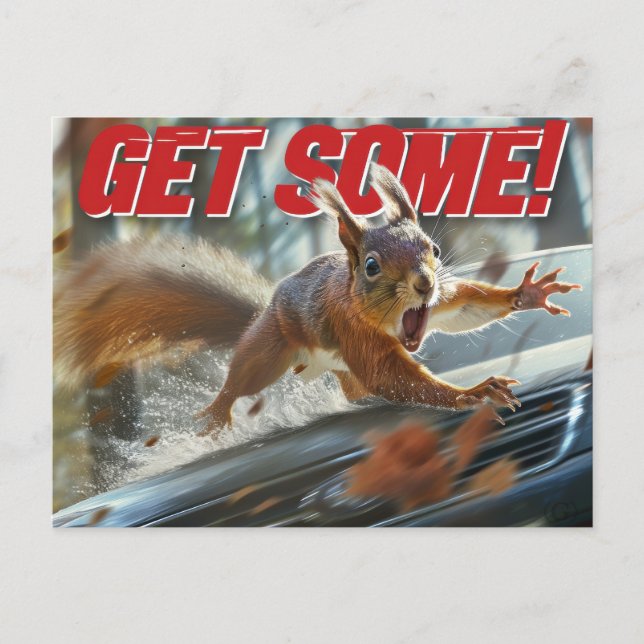 Carte Postale Drôle Action Squirrel "Obtenez-en" (Devant)