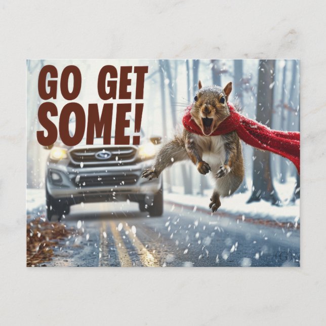 Carte Postale Drôle Action Squirrel "Obtenez-en" (Devant)