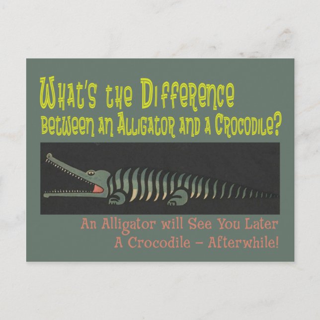 Carte Postale Drôle Alligator Riddle pour les enfants (Devant)
