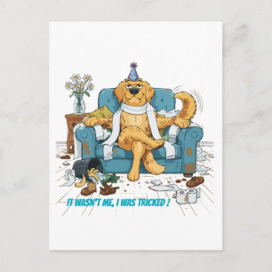 Carte Postale Drôle Anniversaire Désordonné Chien Retriever Doré
