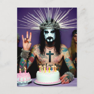 Carte Postale Drôle Anniversaire Punk Rock Gothique Jésus