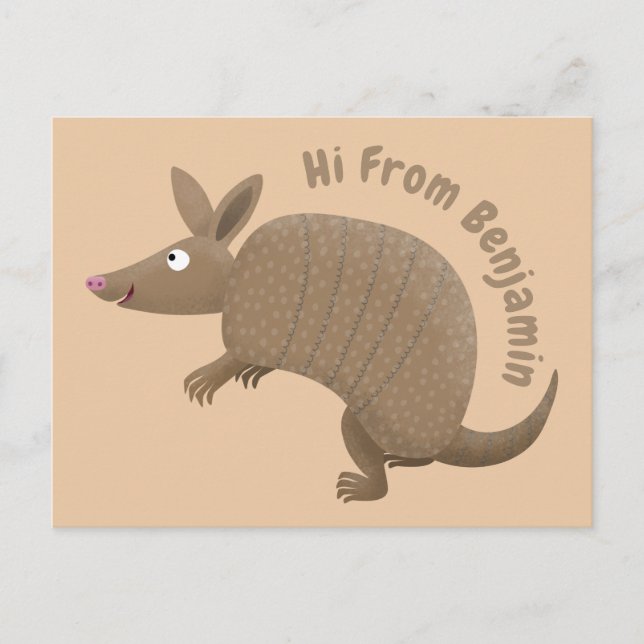 Carte Postale Drôle armadillo joyeux dessin animé (Devant)
