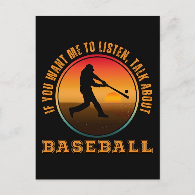 Carte Postale Drôle Baseball Dit Joueur Vintage Silhouette (Devant)