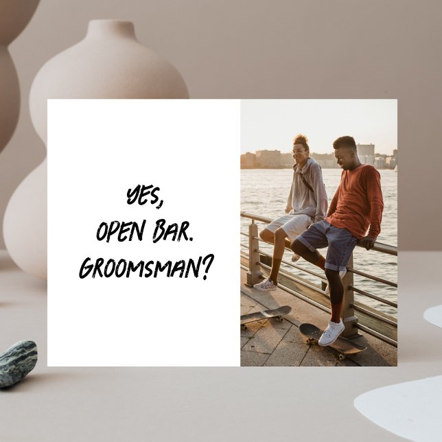 Carte Postale Drôle Be My Groomsman Brush Photo Script (Créateur téléchargé)