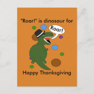 Carte Postale Drôle Bon thanksgiving Dinosaur Personnaliser