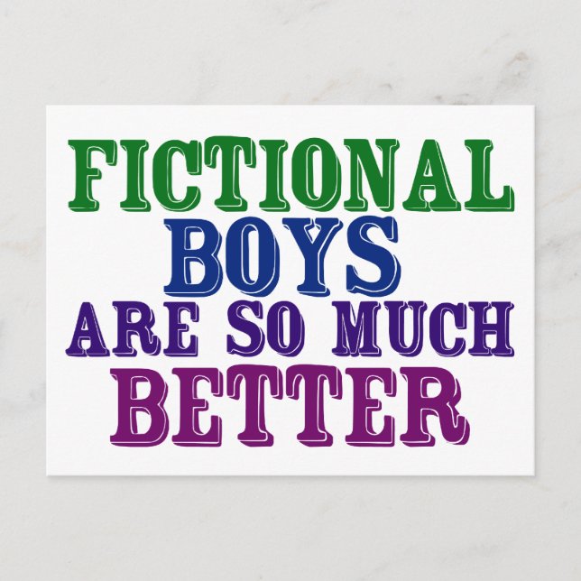 Carte Postale Drôle Bookworm Fictional Boys Sont Tant Mieux (Devant)